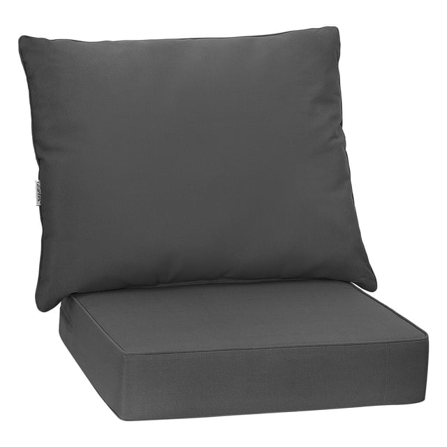 Gymax 2PCS Deep Seat Chair Cushion Pads Set Indoor Outdoor W/ Rope Belts Grey
