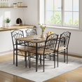 thumbnail image 3 of EDTara Dining Table Set of 4, Retro Industrial Dining Table & Chairs, Wood Table Chairs Set for Small Space, Breakfast Nook, 1 Table + 4 Chairs (Rustic Brown), 3 of 7