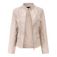 thumbnail image 1 of Veste de Moto en Cuir pour Femmes Col Montant Ajustée avec Fermeture Éclair, 1 of 3