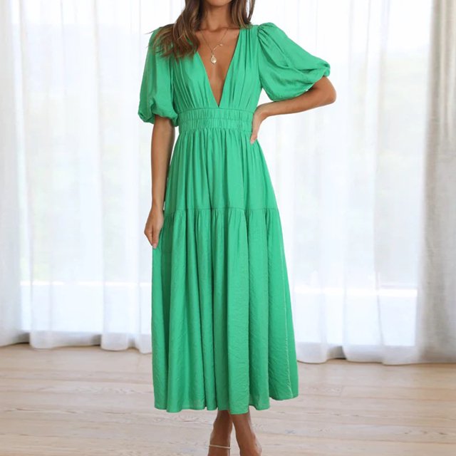SMihono Robes d'Été Bohémiennes Femmes Grande Taille Mode Femmes Été Décontracté Col en V Bandage Manches Courtes Robe Imprimée Florale
