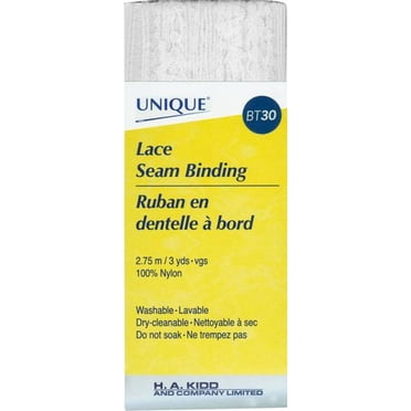UNIQUE Lace Seam Binding Nylon 18 mm (0.71 in) × 2.75 m (0.71 in × 3.01 yd), blanc