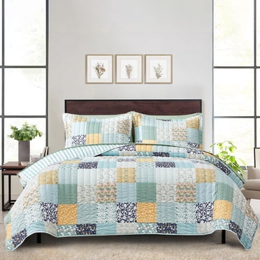 Mainstays All in One Lightweight Quilt Set and Sheet Set -7 Piece, Full, Patchwork