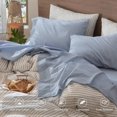 thumbnail image 4 of Bedding Sheet Set Washed Cotton Linen Like Textu Breathable Durable Soft Comfy (Dark Orange Queen), 4 of 6