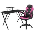 thumbnail image 1 of Bowery Hill Gaming Desk and Racing Swivel Chair Set in Black and Pink, 1 of 9
