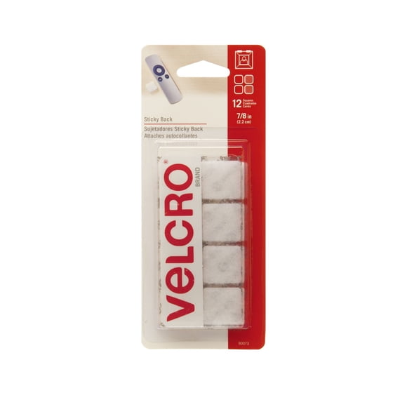 Carrés VELCRO® Brand Sticky Back™ - 12 ens., Blanc