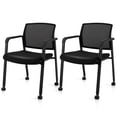 thumbnail image 1 of Costway Ensemble de 2 Chaises de Conférence Empilables Chaise en Maille pour Bureau Invités Salle d'Attente Roues, 1 of 10