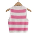 thumbnail image 4 of Dealovy Débardeurs pour Femmes Été Côtelé Court Ajusté Rayé Sans Manches Col Rond T-Shirts, 4 of 4