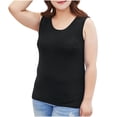 thumbnail image 2 of LOVZFMLL Tank Tops for Women's Solid Color Plus Size Camisole Thin Increased Elasticity Base Shirt Round Neck Tank, 2 of 6