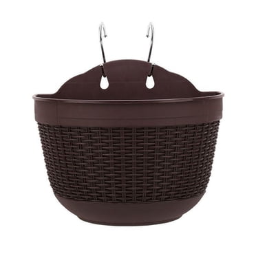Zhuge 2Pcs Resin Wall Planters Hanging Flower Plant Pots Vertical Wall Mount Planter Pot Flower Basket for Railing Fence Wall Window Balcony Brown