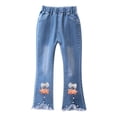 thumbnail image 1 of QIPOPIQ Jeans Ajustés à Taille Élastique pour Filles, Pantalon en Denim Simple Mode Déchiré 2-13 Ans Liquidation, 1 of 7