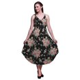 thumbnail image 1 of Bimba Robe Midi d'Été Imprimée à Fleurs pour Femmes Col en V Tenue de Vacances-Moyenne, 1 of 5
