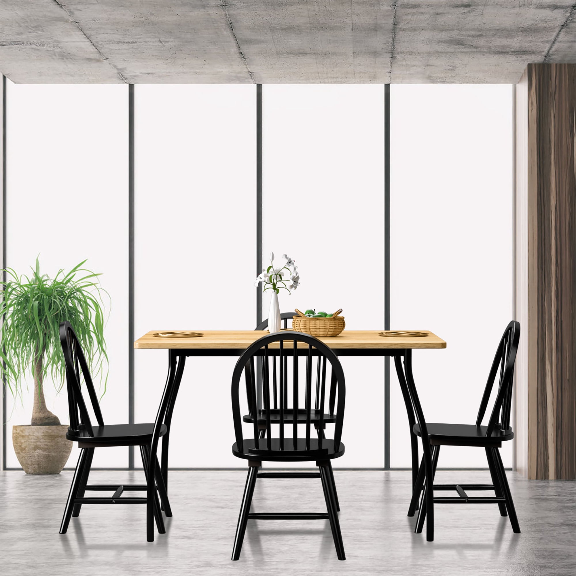 Costway Set of 4 Vintage Windsor Dining Side Chair Wood
