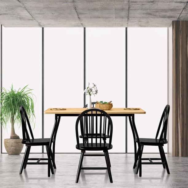 Costway Set of 4 Vintage Windsor Dining Side Chair Wood