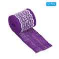 thumbnail image 3 of Unique Bargains 2.4' Wide 2.2 Yards Burlap Ribbon White Lace Roll Wrapping Fabric Crafts Roll Dark Purple 2 Pack, 3 of 6