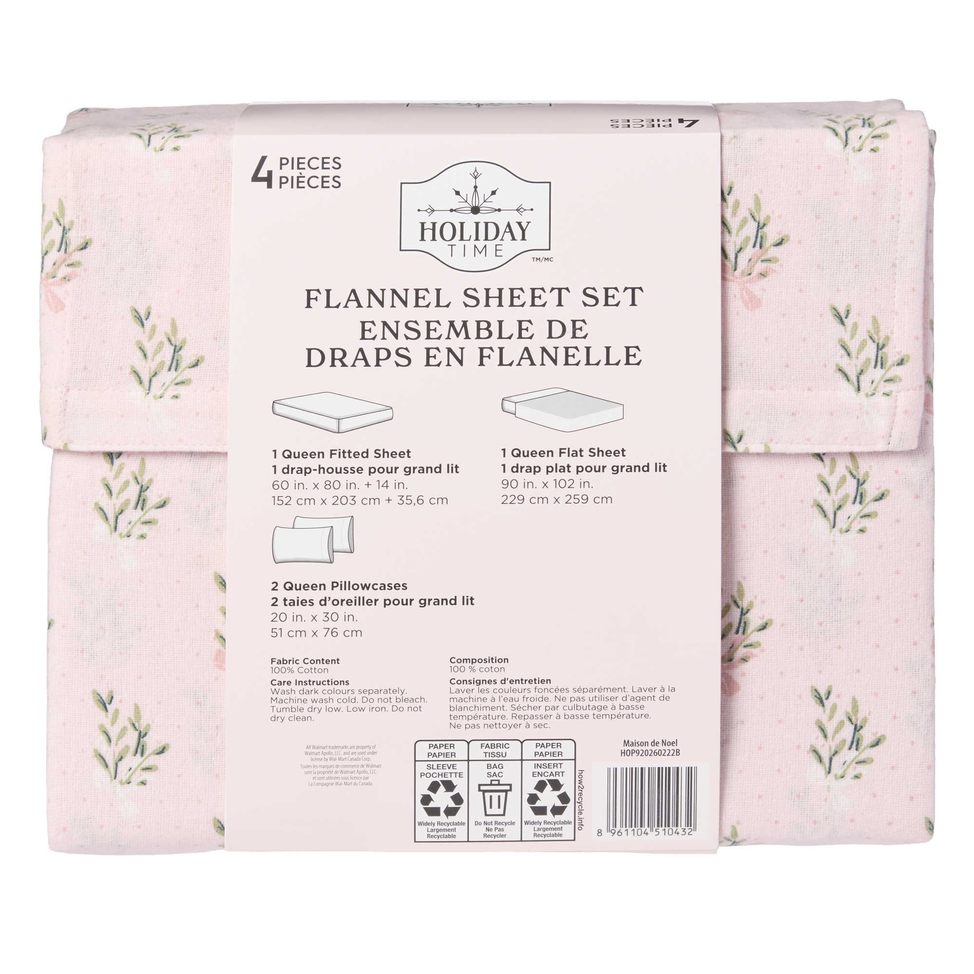 Holiday Time Queen Flannel Sheet Set