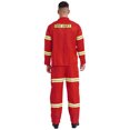 thumbnail image 2 of Moggemol Hommes Adultes 4 Pcs Uniforme de Pompier Pompier Bandes Réfléchissantes Tenues Halloween Jeu de Rôle Ensembles Rouge 160, 2 of 8