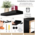thumbnail image 4 of Sorbus Floating Shelves for Wall Set of 3 - Bathroom Shelves for Wall Storage, Over Toilet, Bedroom, Farmhouse, Wall Decor - 2 Floating Shelves with Invisible Brackets & 1 Rectangular Box, 4 of 7