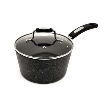 Starfrit The Rock Casserole antiadhésive de 1,9L (2Qt) avec couvercle - Aluminium forgé durable - Va au four - Sans PFOA - Facile à nettoyer - Noir