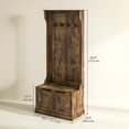 thumbnail image 3 of HOMCOM Portemanteau d'Entrée avec Porte-Manteau, Rangement et Banc d'Assise, Brun Rustique, 3 of 10