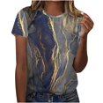 thumbnail image 1 of Qertyioot Hauts pour Femmes Adulte Mode Femme Col Rond Manches Courtes Hauts T-Shirt Imprimés Blouse Ample, 1 of 5
