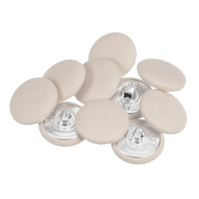 Unique Bargains 10pcs 36L Fabric Cloth Covered Button 23mm Round Metal Shank Sewing Buttons for Suits Dress Blouses, Beige