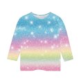 thumbnail image 4 of lcziwo Chemises à Manches 3/4 pour Filles 2025 Mode Paillettes Graphique Imprimé Pailleté Hauts de Fête Automne Décontracté Col Rond Chandail Blouse Multicolore Cadeaux d'Anniversaire, 4 of 6
