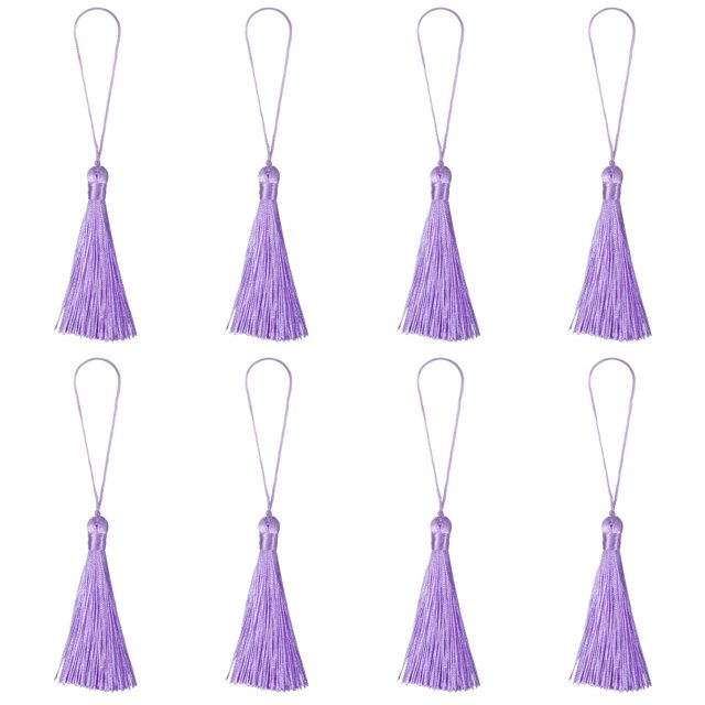 Unique Bargains 6.5' Silky Bookmark Tassels with Loop for DIY Craft Accessory, 8Pack Light Purple
