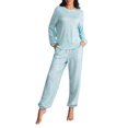 thumbnail image 1 of SUNSIOM Femmes 2 Pièces Pyjama Ensemble à Manches Longues Col Rond Gobelet Impression Tops Cordon Pantalons Ensembles de Vêtements de Nuit, 1 of 6