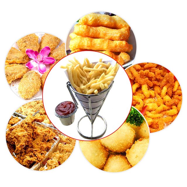 French Fries Strainer Basket Potato Fried Food Container Metal Party Tableware Cone-Shaped Cooking Tools Shop Kitchen Wedding Birthday Type 7