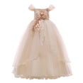 thumbnail image 1 of WEAIXIMIUNG Robes Florales pour Ados 10-12 Robe pour Enfants Robe Ligne Épaule Fille Robe de Performance Longue Robe à Pommeau Robe de Fête, 1 of 4