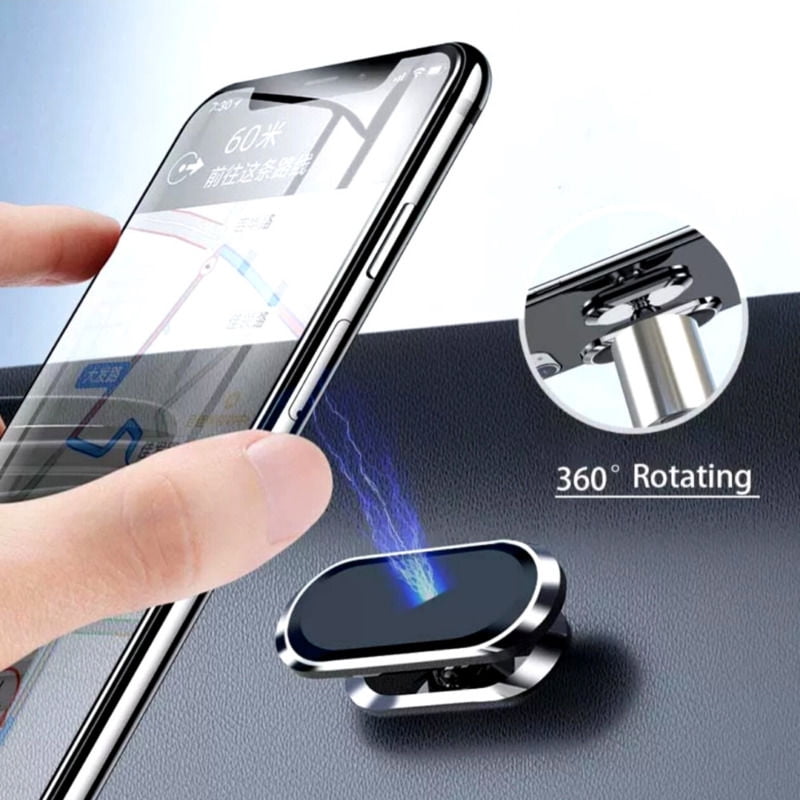 LNGOOR Magnetic Phone Mount for Car 360 Degree Rotating View Magnetic Car Phone Holder Strong Magnet Cell Phone Holder Adjustable Strong Magnet Suitable for All Smartphones ( Silver)