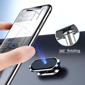 LNGOOR Support de téléphone magnétique pour voiture 360 Degree Rotating View Support de téléphone magnétique de voiture Aimant fort Porte-téléphone cellulaire réglable Aimant solide adapté à tous les smartphones (argent)