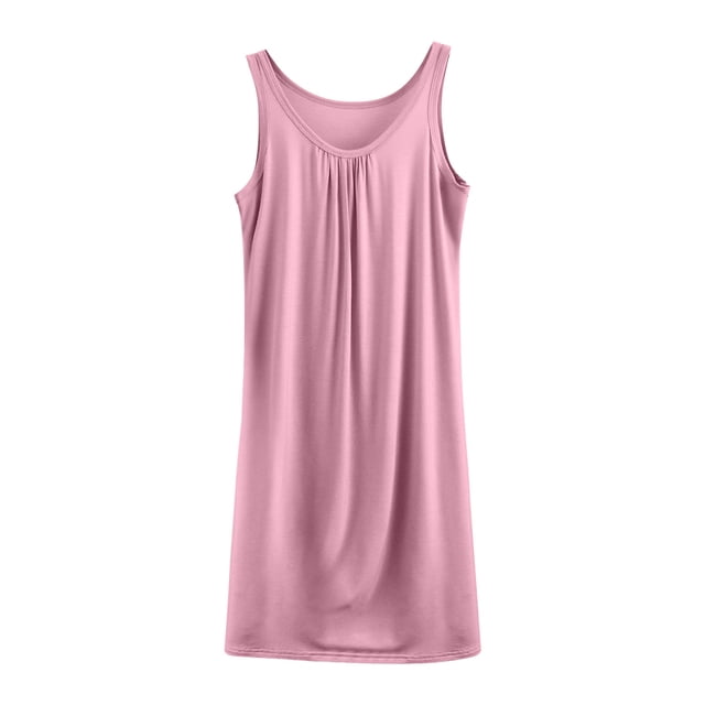 Wdfiry Nuisette pour Femmes en Modal Grande Taille Sans Manches Débardeur Robe de Nuit Couleur Unie Décontractée Froncée Longue Robe de Nuit Tenue d'Intérieur