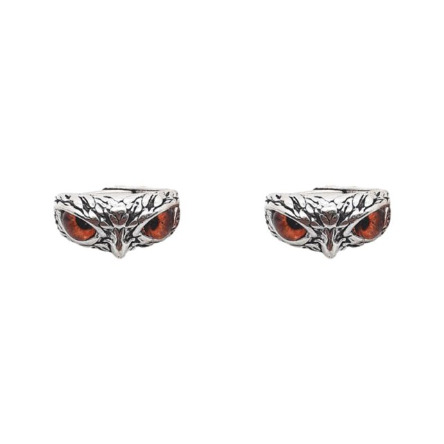 Maytalsory Retro Owl Eye Ring Electroplated With Luster Eye Owl Ring Alloy Exquisite Craft Adjustable Size Official Orange 2Set