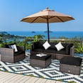 thumbnail image 2 of Costway 6PCS Patio Rattan Furniture Set Cushion Sofa Coffee Table Ottoman Black, 2 of 10