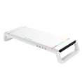 thumbnail image 1 of Milaget Support Surélevé Pliable pour Moniteur d'Ordinateur, Support RGB 4 USB 2.0, Plateau pour Clavier, Design Élégant Blanc, 1 of 8