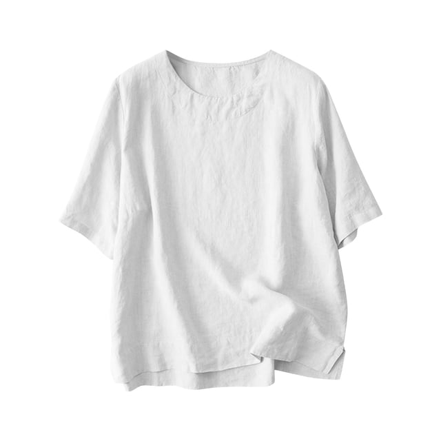Yuyuzo Hauts pour Femmes T-Shirts à Manches Courtes Col Ras du Cou Décontractés Confortables Blouses Tuniques Amples