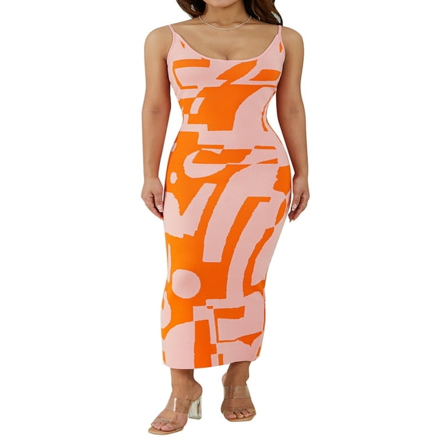 MesaSe Femmes Sans Manches Tricoté Longue Robe Cravate Teinture Spaghetti Sangle Backless Fronde Maxi Robes