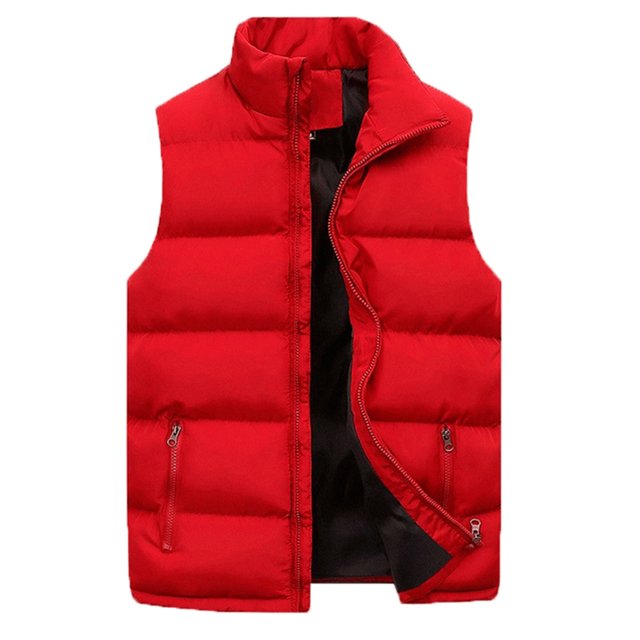 LUXUR Manteau à Fermeture Éclair pour Hommes Coupe Régulière Gilet de Voyage Rouge 4TG