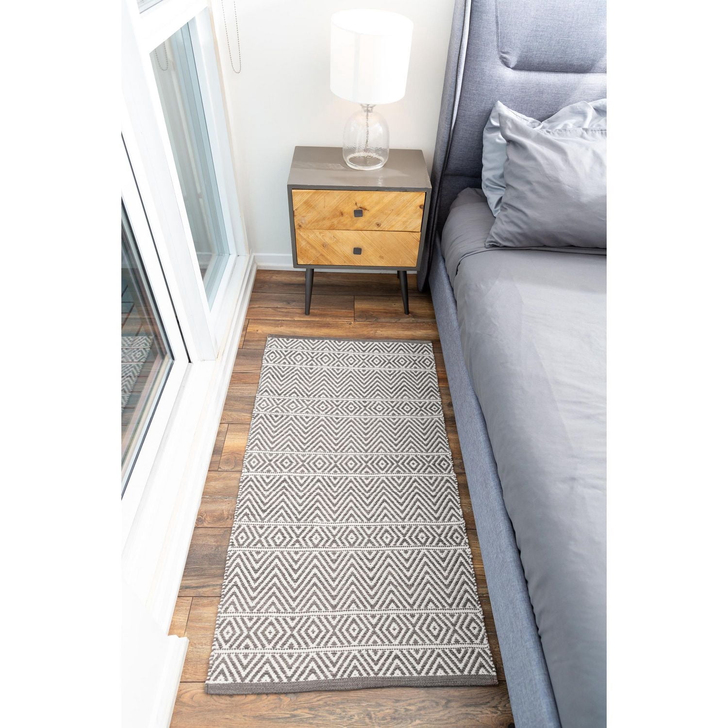 Tapis tissé à plat en coton chevrons Fabstyles pour salon, couloir