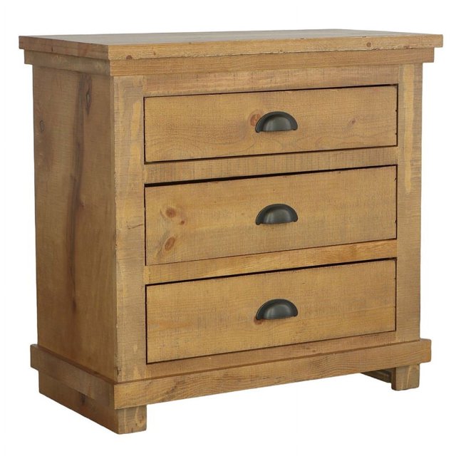Progressive Furniture Willow 3 Drawer Wood Nightstand in Distressed Pine Tan