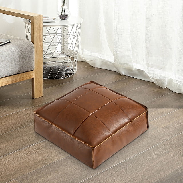 Birdeem Storage Ottoman,Faux Leather Pouf Footstool,Unstuffed Cover for Flexible Filling,Waterproof Indoor Outdoor Use,Large 17.7 Inch Square