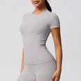 thumbnail image 4 of Yuyuzo Womens Workout Tops Short Sleeve Yoga Running Cropped Basic Tees Crewneck Athletic Tight T Shirts, 4 of 6