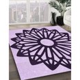 thumbnail image 3 of Ahgly Company Tapis d'Intérieur Lavable en Machine Carré Transitionnel Fleur Rose, 5 Pieds Carré, 3 of 7