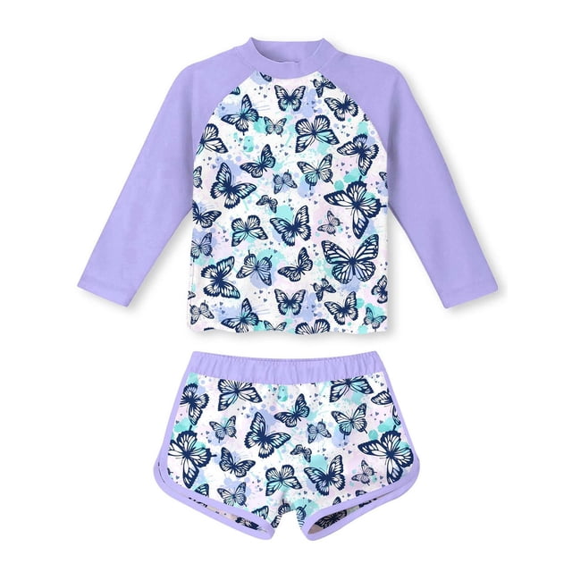 Kid Girl Rash Guard Swimming Bathing Suit Cartoon Sun Protection Long Sleeve Girls Bathing Suits for Girls 12-13 Years