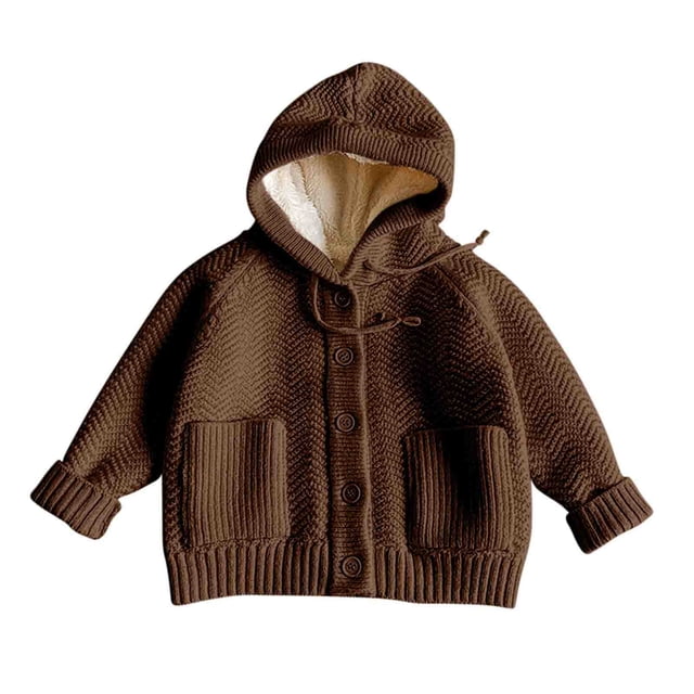 ShomPort Coats for Girls Unisex Drawstring Raglan Sleeve Button Hooded Tetxured Jackets with Pockets Spring Winter Casual Outwear