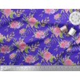 thumbnail image 2 of Soimoi Blue Poly Georgette Fabric Leaves & Rose Floral Printed Fabric 1 Yard 52 Inch Wide, 2 of 5