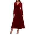 thumbnail image 1 of Enjoytime Robes de Soirée pour Femmes Couleur Unie Col en V Manches Longues Robe Maxi en Velours Doré Tendance Élégante Robes de Soirée Bordeaux m, 1 of 5