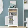 thumbnail image 3 of FullFurnique Meuble Bas de Salle de Bain 5 Niveaux avec Double Porte et Étagère Réglable, Blanc, 3 of 8