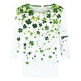 thumbnail image 4 of T-Shirt Ample à Manches Trois-Quarts et Col Rond Imprimé pour la Saint-Patrick pour Femmes, 4 of 6
